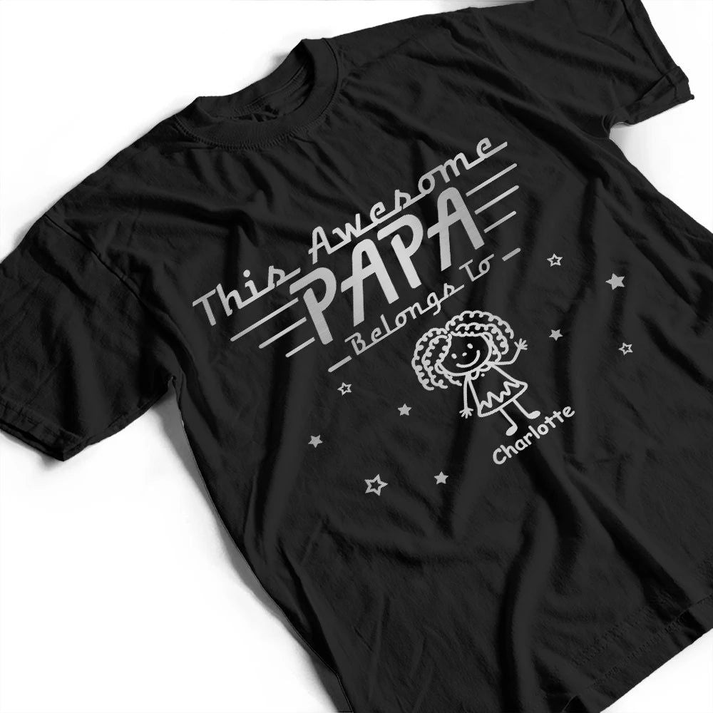 This Grandpa Dad Belongs To Kids Pet Stick Figures - Personalized T Shirt