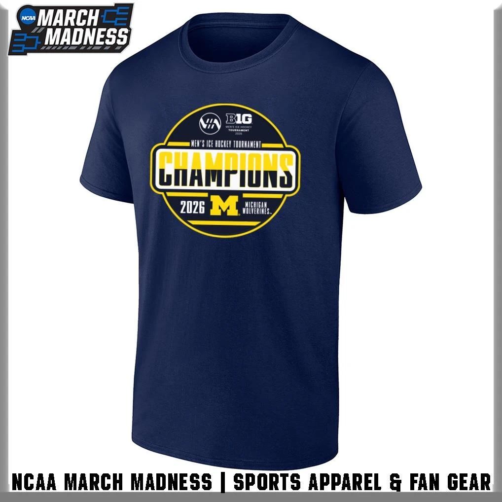 Michigan Wolverines 2026 Big Ten Men’s Ice Hockey Tournament Champions Locker Room T-Shirt