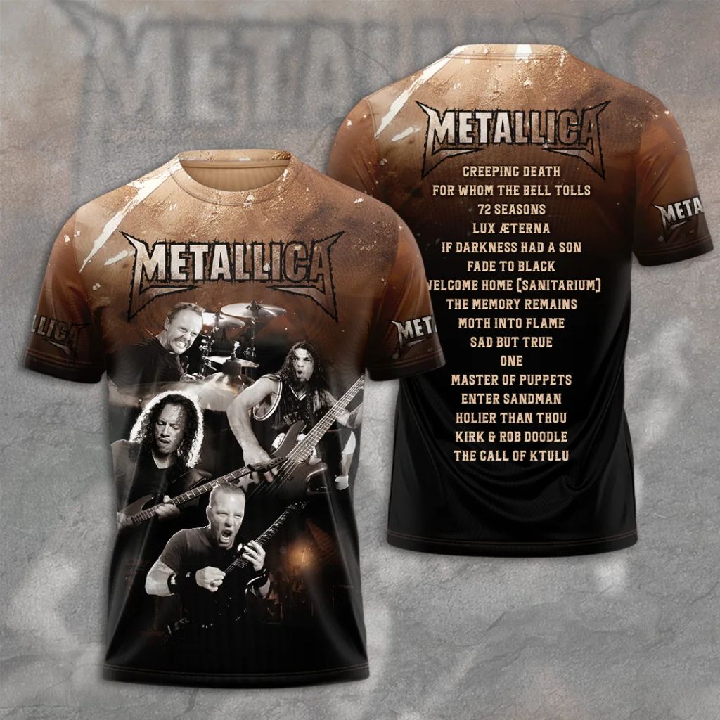 Metallica Tour Setlist 3D T-Shirt