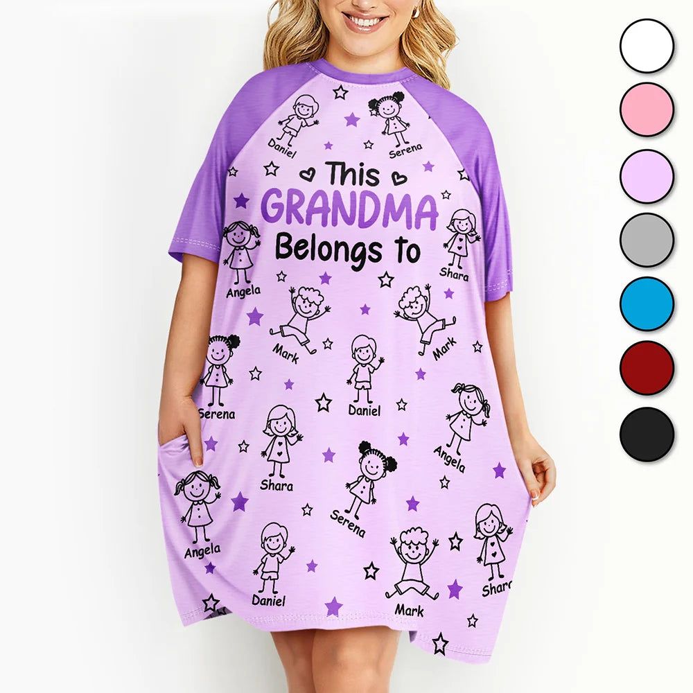 This Grandma Mom Belongs To Kids Pet - Personalized Women's Sleep Tee