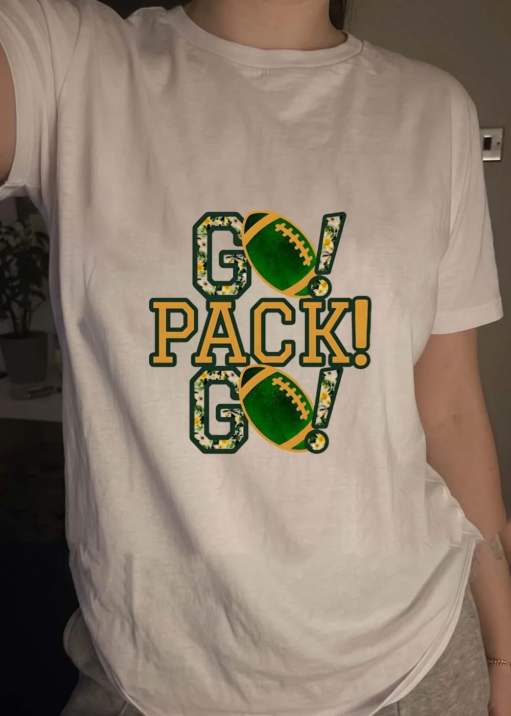 Packers Fan Apparel Go Pack Go Football Floral Print shirt