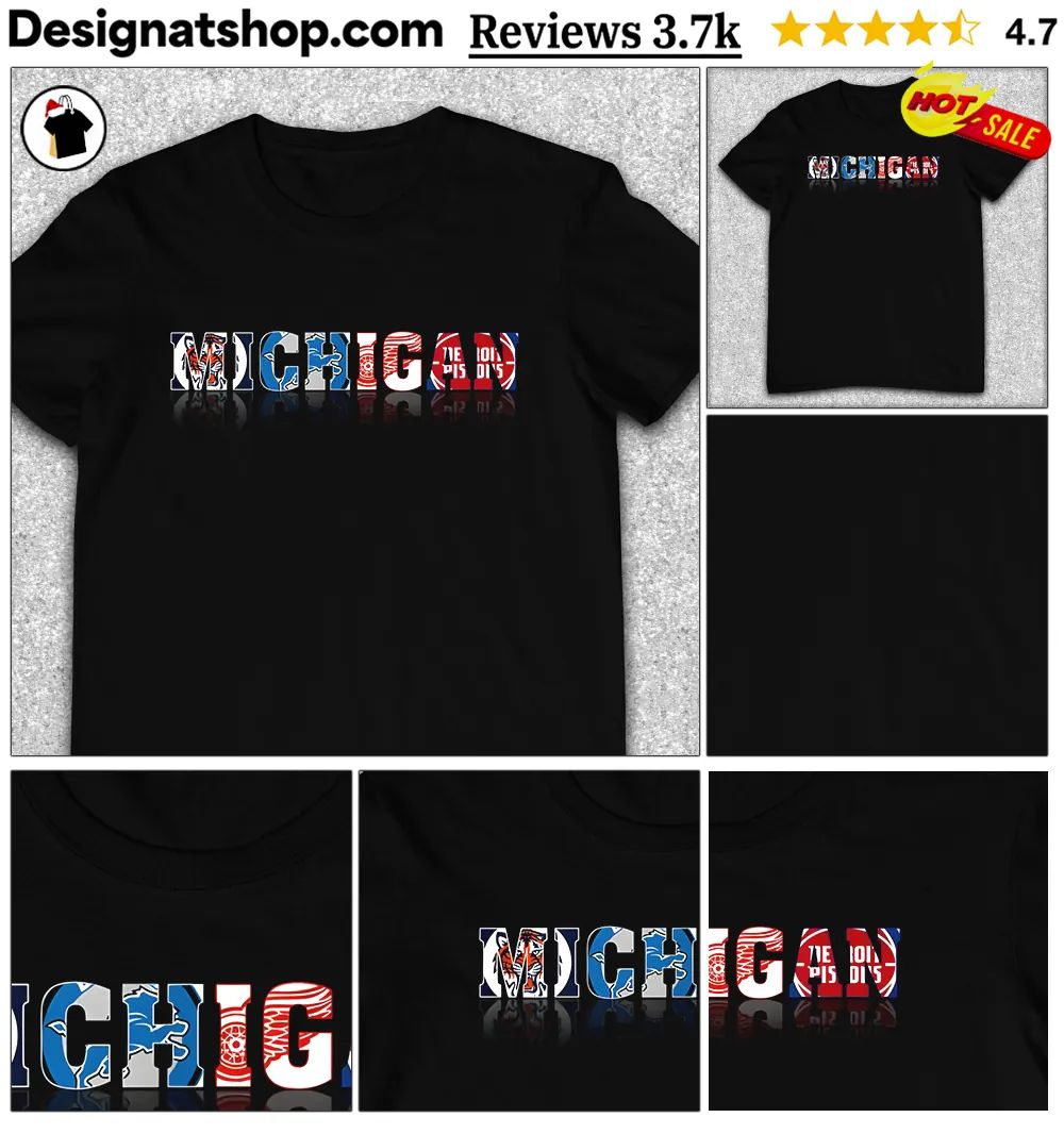 Detroit Lions Tigers Red Wings Pistons Michigan team sports shirt