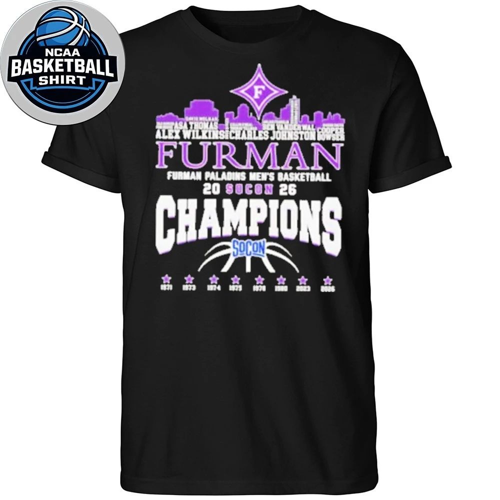 Congrats Furman Paladins Champions 2026 SoCon Men’s Basketball 8X City Skyline Logo Shirt