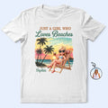 Custom Photo 3D Summer Concept Just A Girl Who Loves Beaches - Personalized T Shirt