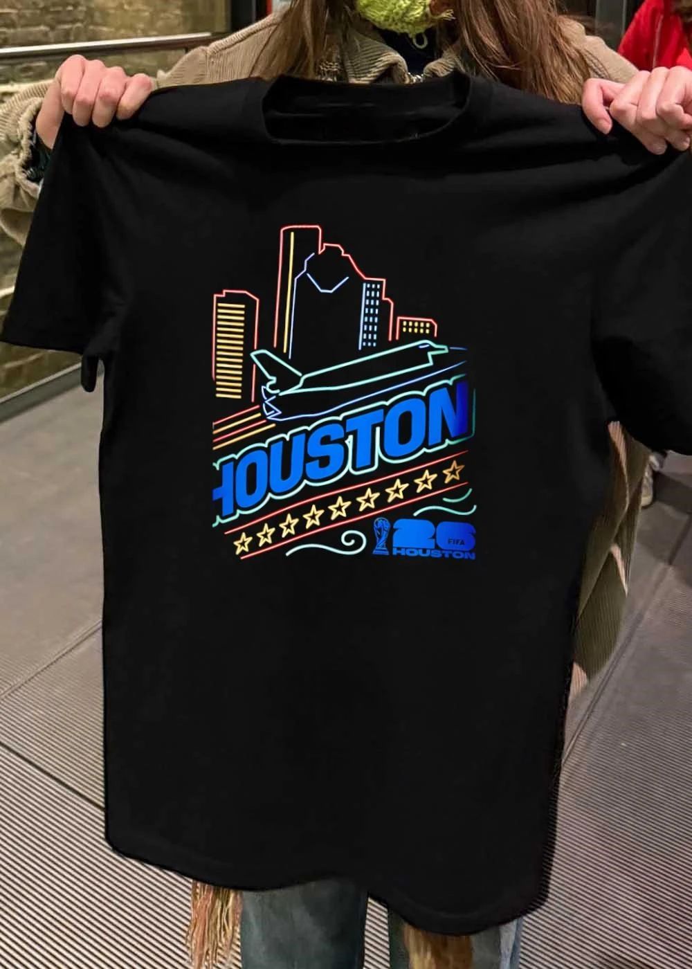 Houston Skyline Space Shuttle Neon Style FIFA 26 World Cup Houston shirt