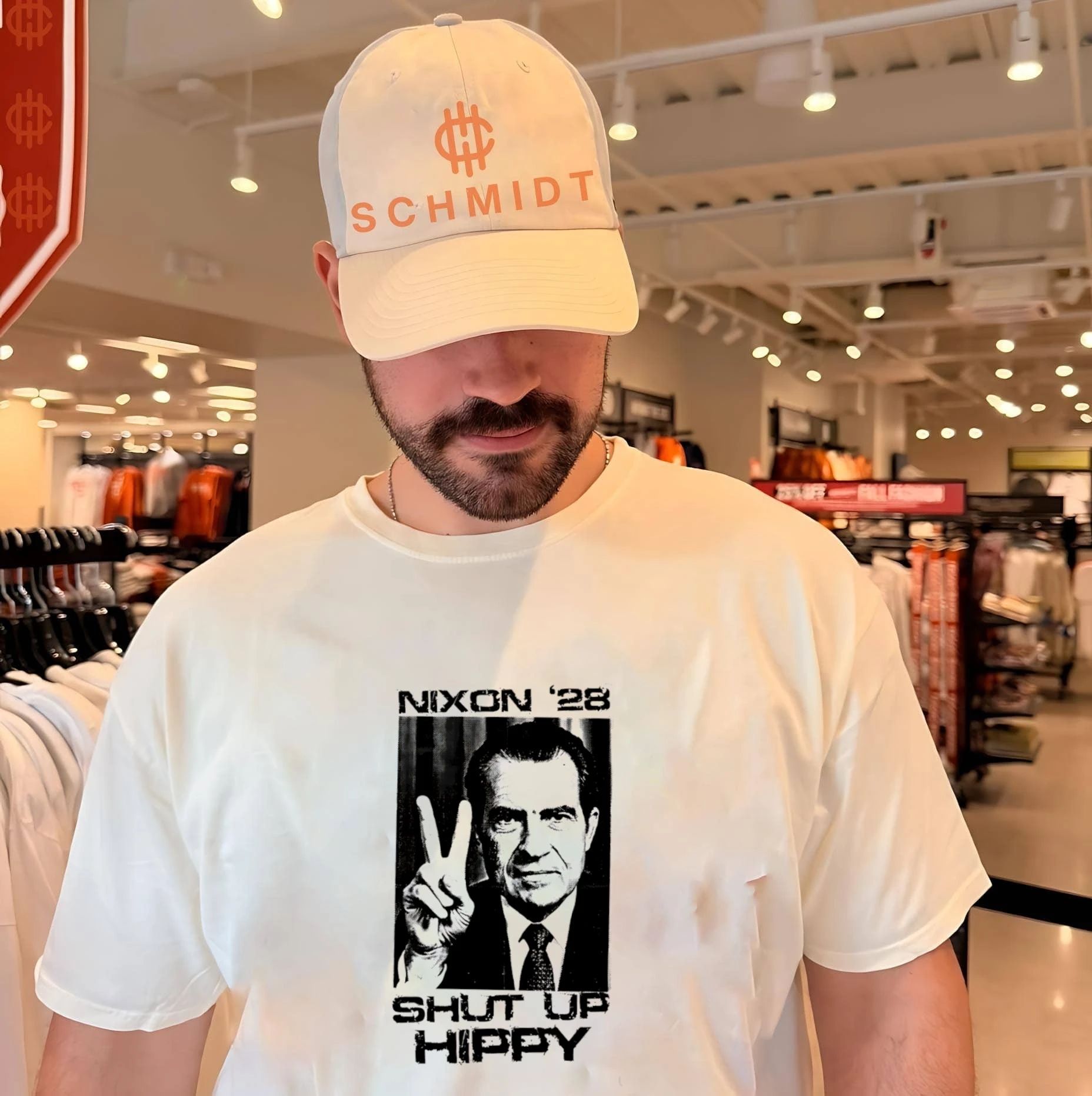 Nixon ’28 Shut Up Hippy Presidential Campaign shirt
