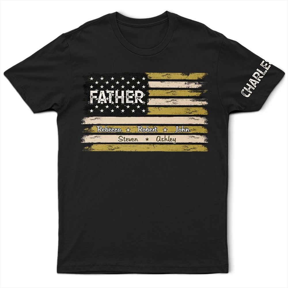 Stars & Stripes US Flag American Dad Grandpa - Personalized T Shirt