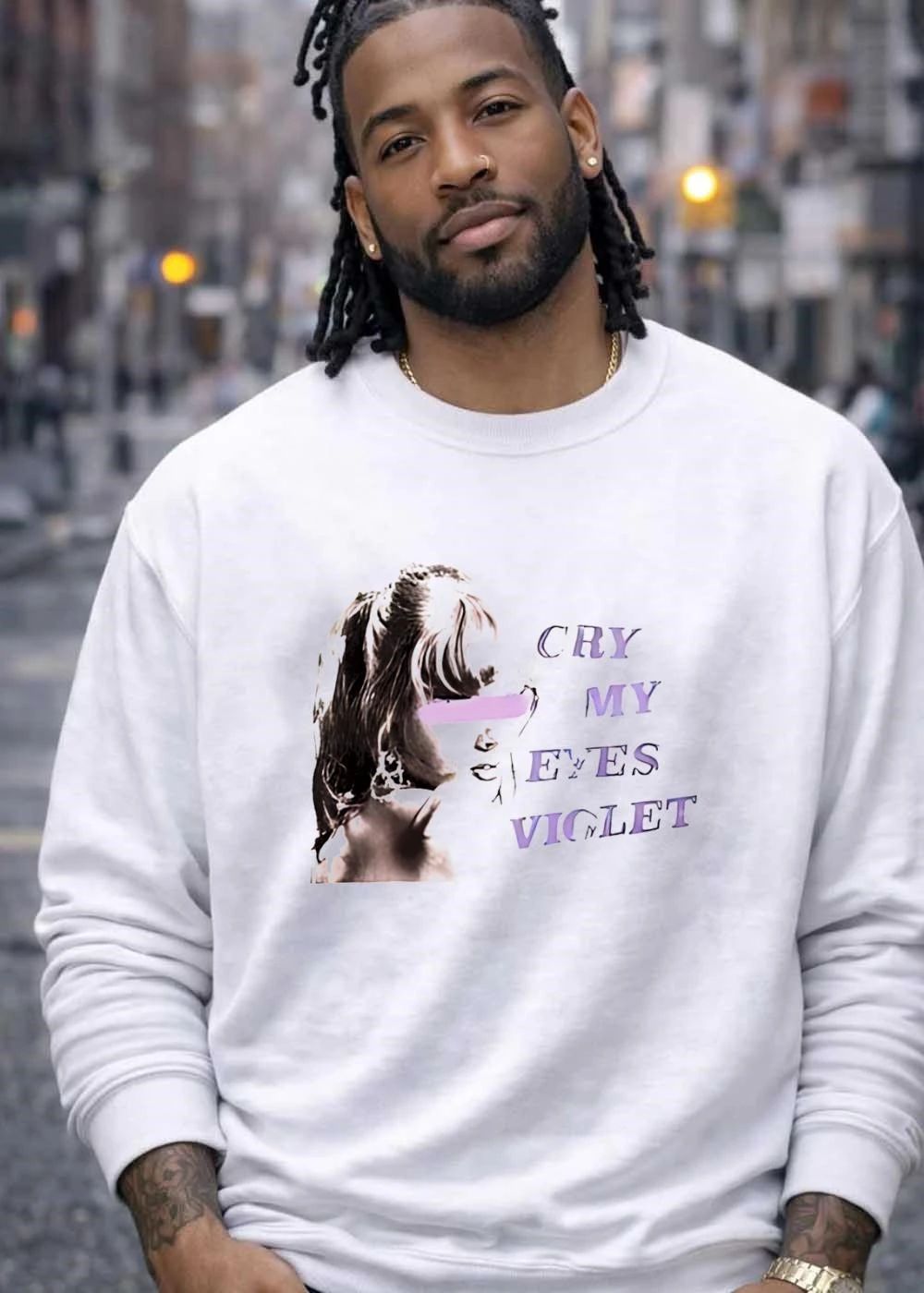 Woman Crying Eyes Violet Aesthetic Apparel T-Shirt