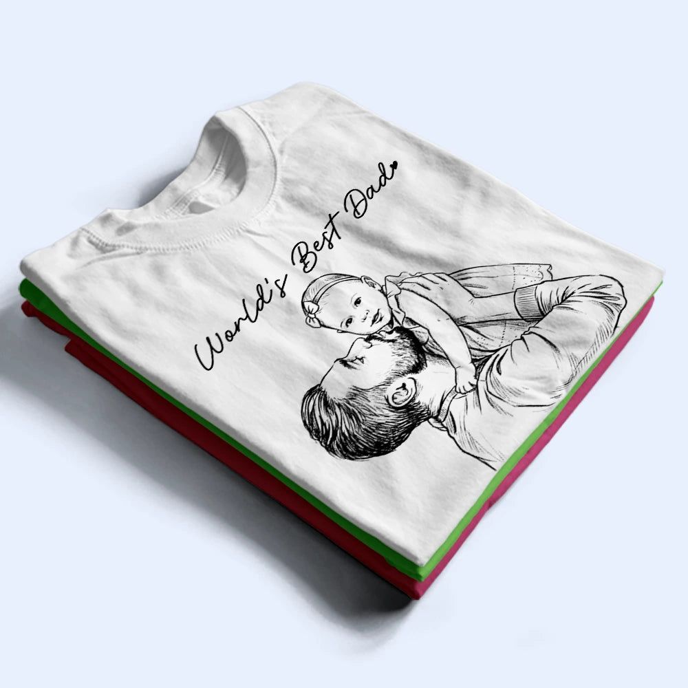 Custom Photo Pencil Sketch Best Dad Grandpa Ever Portrait - Personalized T Shirt