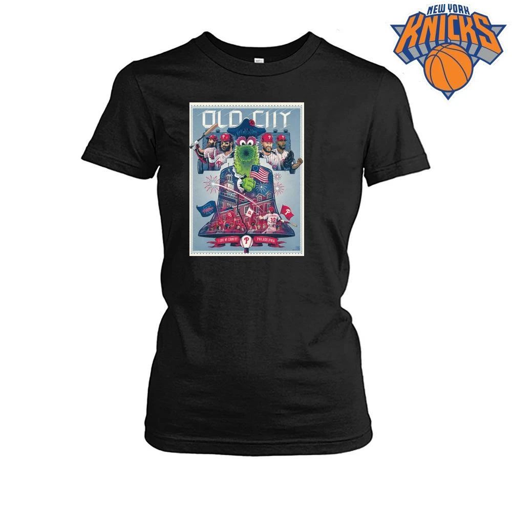 Philadelphia Phillies Old City Phillie Phanatic Liberty Bell Baseball Mascot Shirt