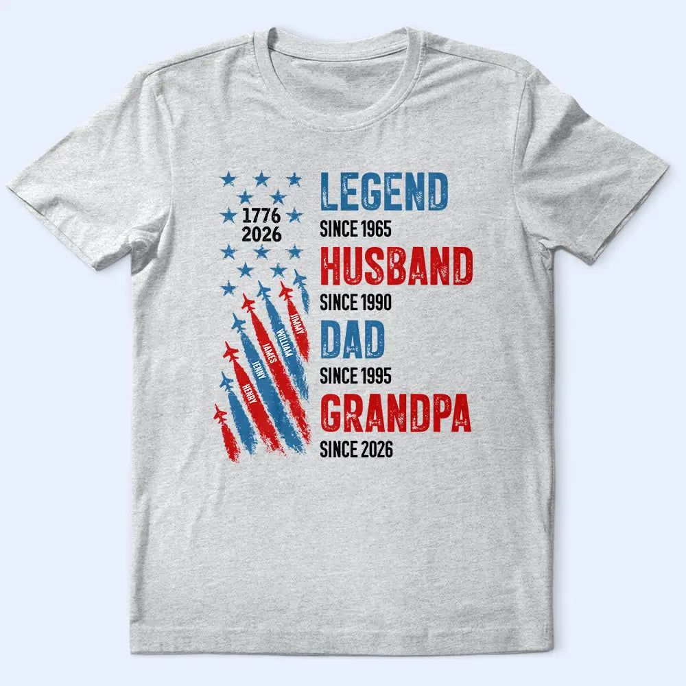 Legend Husband Dad Grandpa With Kid Names - Personalized T Shirt