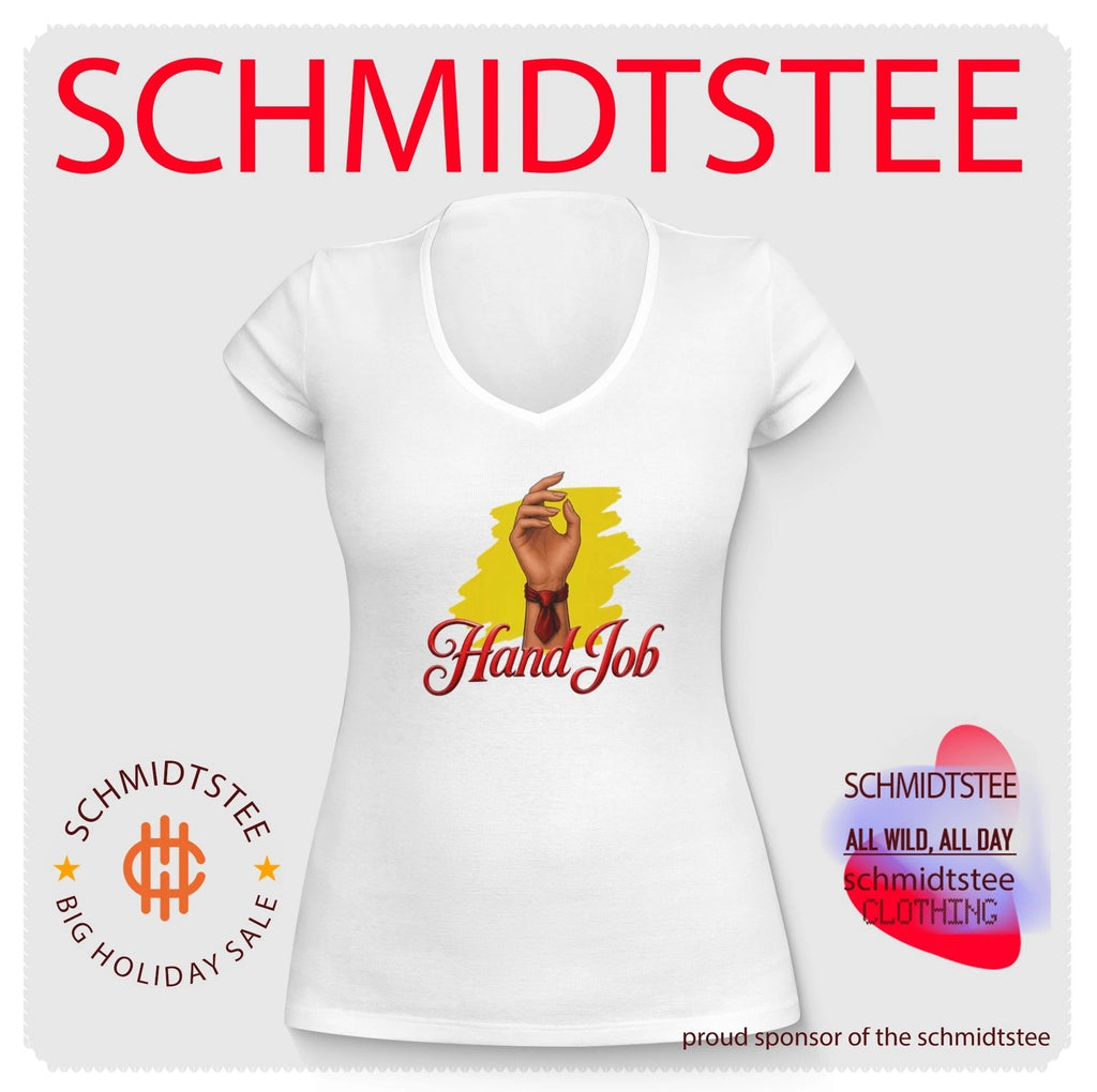 Hand Job humor funny double entendre red tie shirt