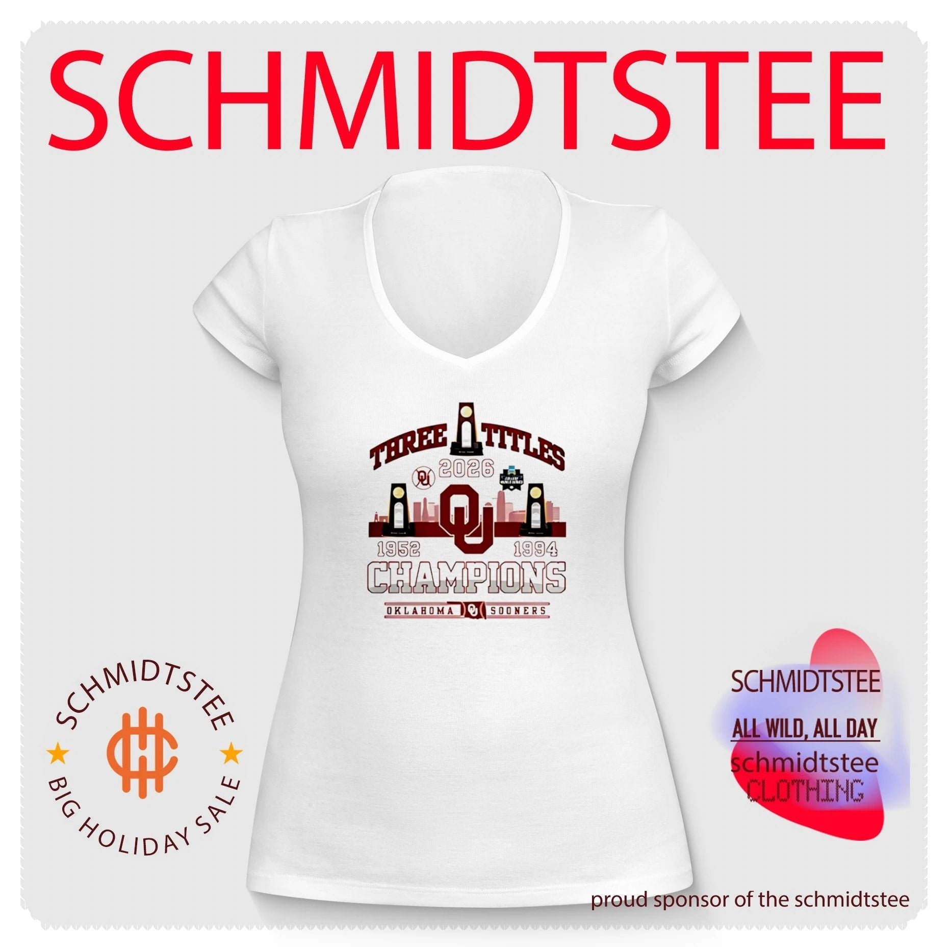 Oklahoma Sooners Three Titles 1952 1994 2026 Champions shirt