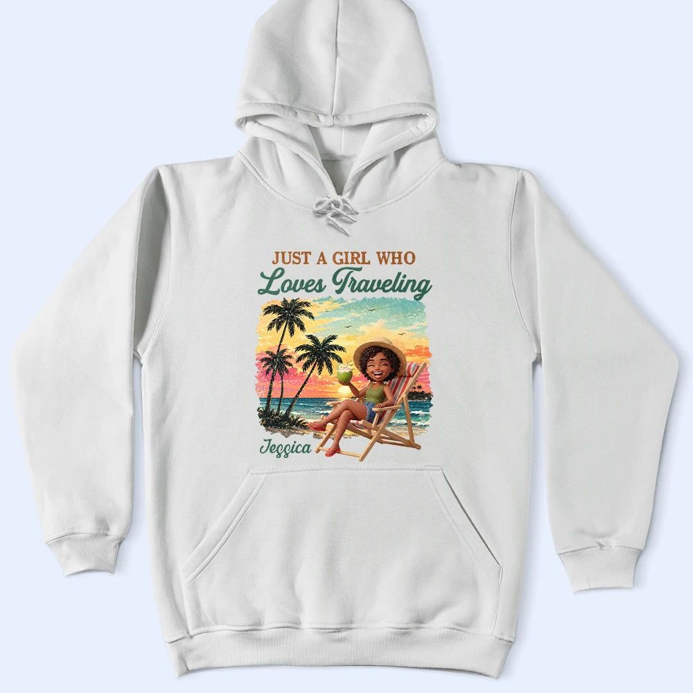 Custom Photo 3D Summer Concept Just A Girl Who Loves Beaches - Personalized T Shirt