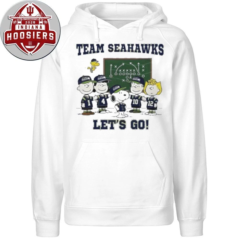 Peanuts Gang Team Seahawks Let’s Go! Football Playbook Logo T-Shirt