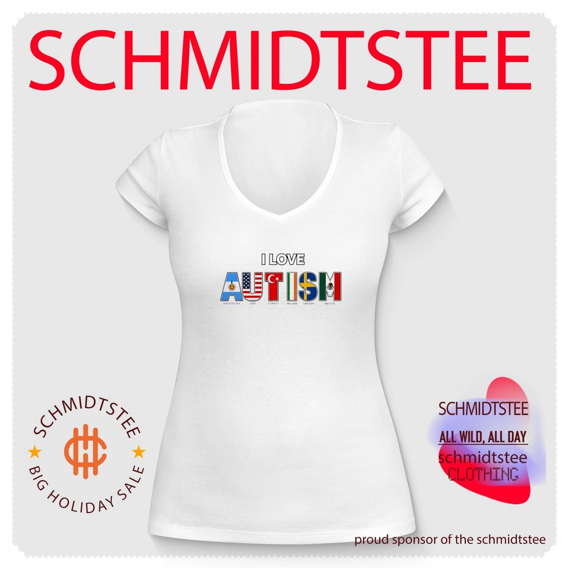 I Love Autism with International Flags neurodiversity shirt