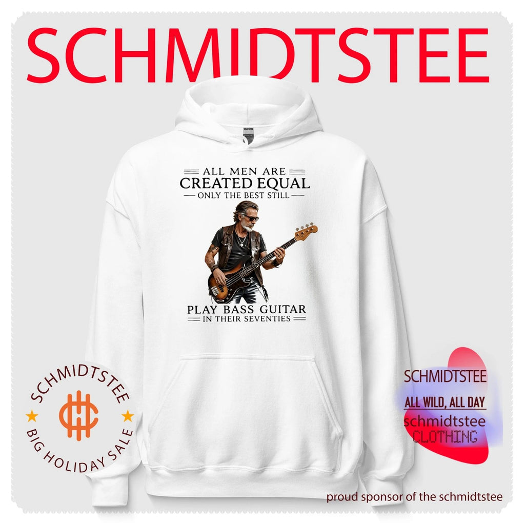 All men are created equal only the best still play bass guitar in their seventies shirt