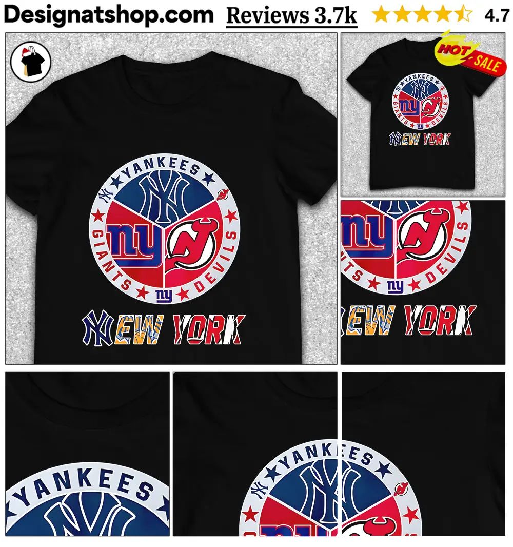 Yankees Giants Devils New York sports team logos shirt