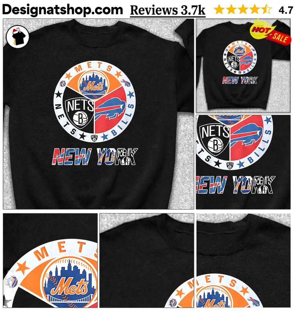 New York Sports teams Mets Nets Bills logo shirt