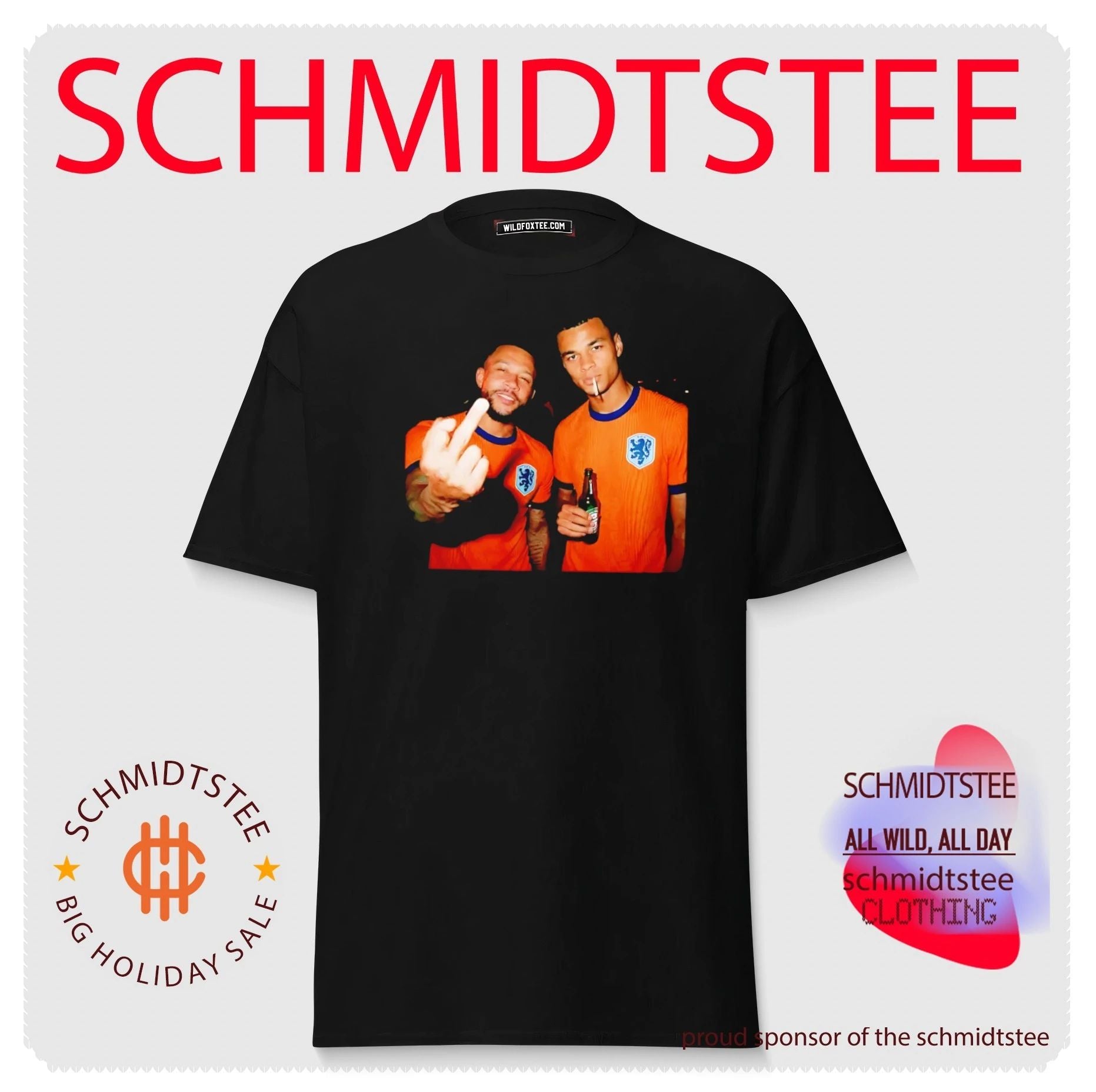 Memphis Depay and Cody Gakpo Netherlands National Football Team middle finger shirt