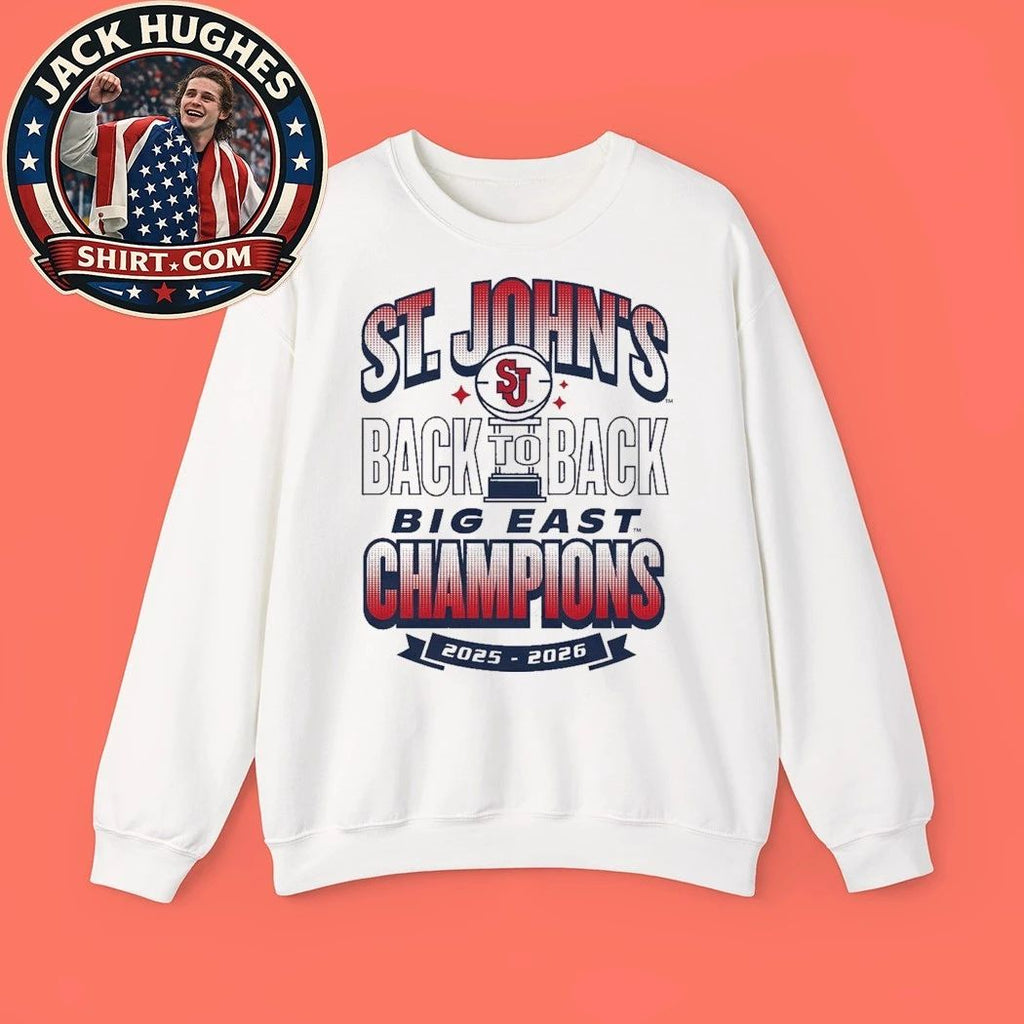 St. John’s University Men’s Basketball Back To Back Big East Champions 2025-2026 Logo T-Shirt