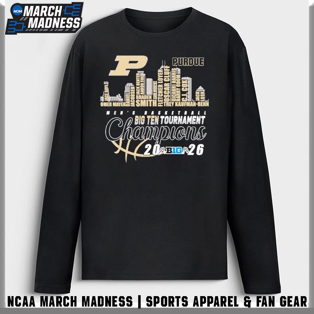 Purdue Boilermakers City Skyline Players Names 2026 Big Ten Men’s Basketball Tournament Champions T-Shirt
