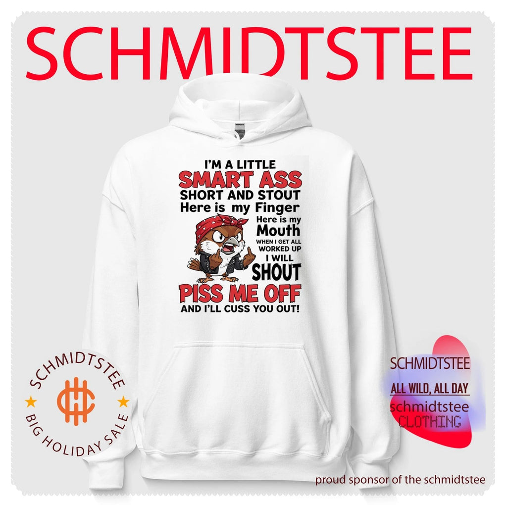 I’m a little smart ass short and stout here is my finger here is my mouth cartoon bird shirt