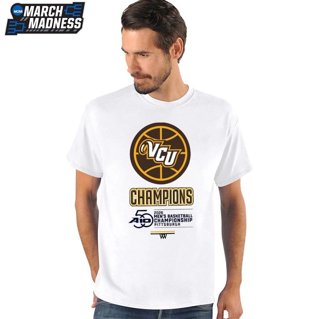 VCU Rams 2026 A-10 Men’s Basketball Tournament Champions Locker Room T-Shirt