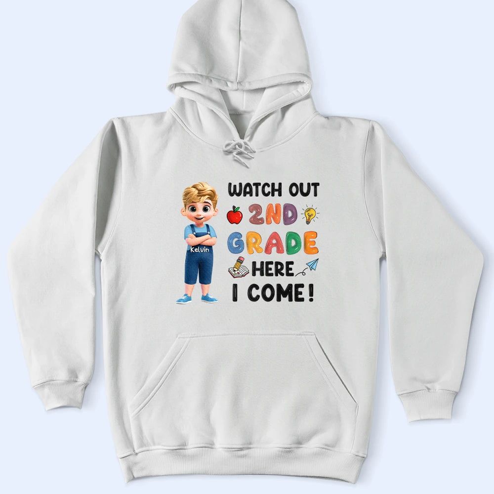 Watch Out Kindergarten Here I Come 3D Effect Kid - Personalized T Shirt