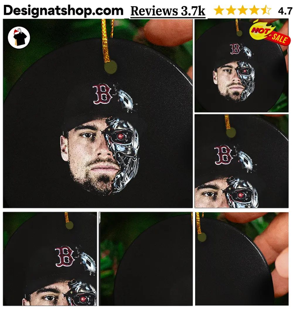 The Durbinator Caleb Durbin x Terminator half-half face Boston Red Sox baseball shirt