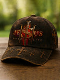 Jesus Saved My Life Distressed Baseball Cap