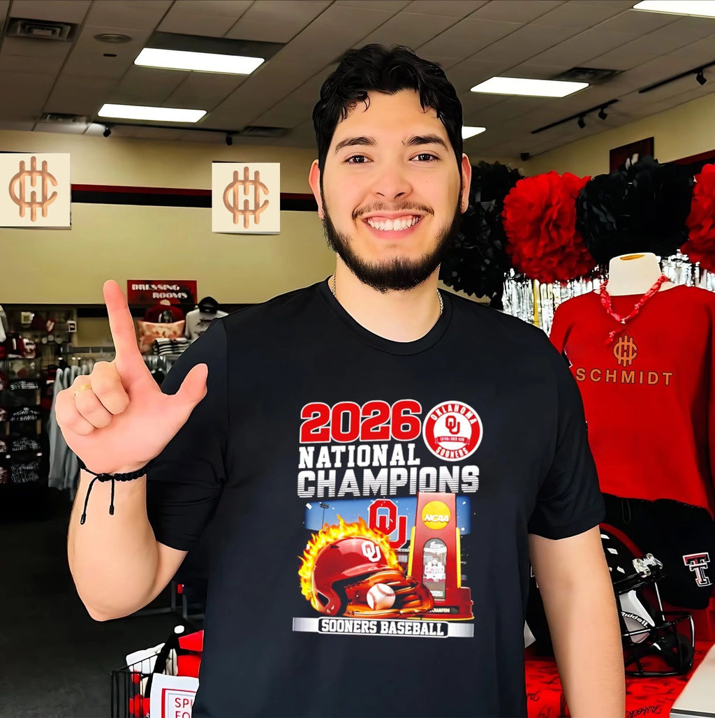 Oklahoma Sooners 2026 National Champions Baseball helmet trophy shirt