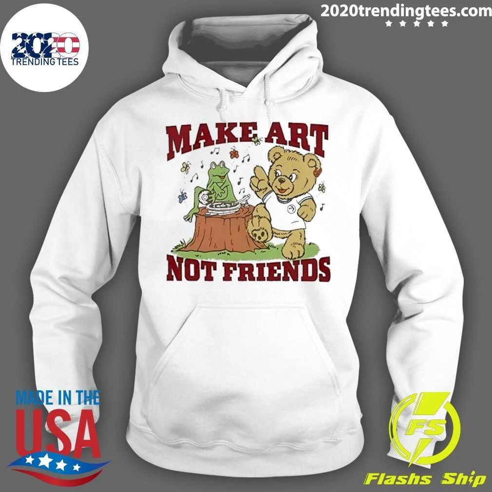 Teddy Bear And Frog Make Art Not Friends T-Shirt
