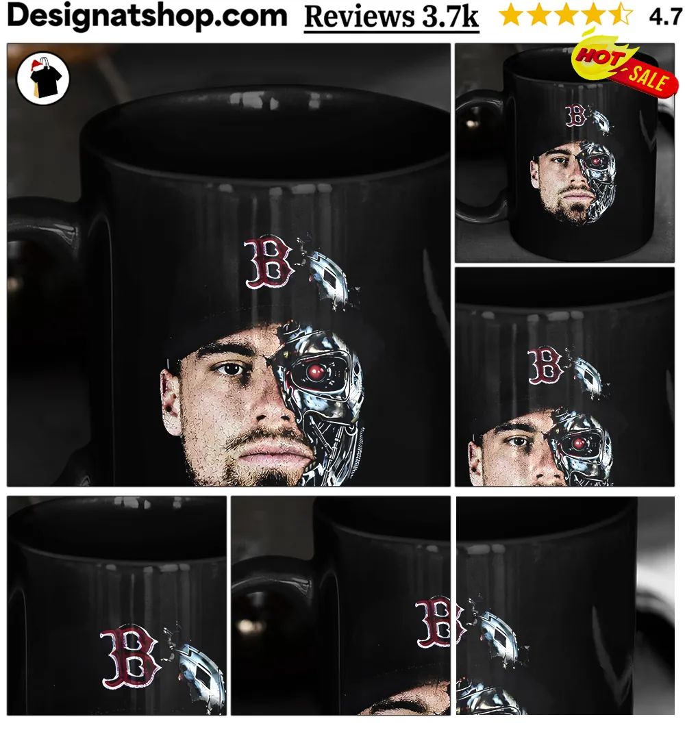 The Durbinator Caleb Durbin x Terminator half-half face Boston Red Sox baseball shirt