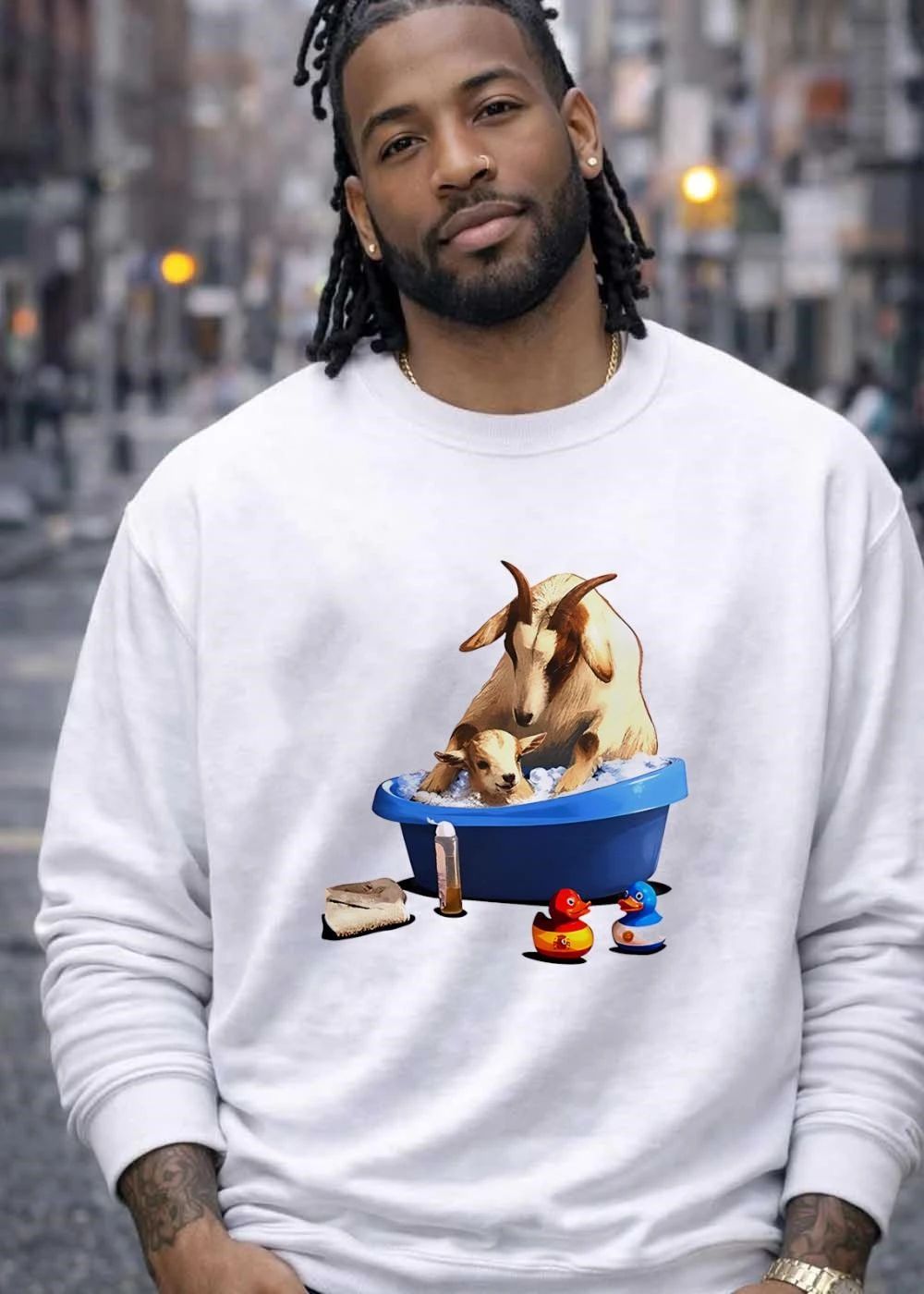 Spain and Argentina Rubber Duckies Goat Bathing Time T-Shirt