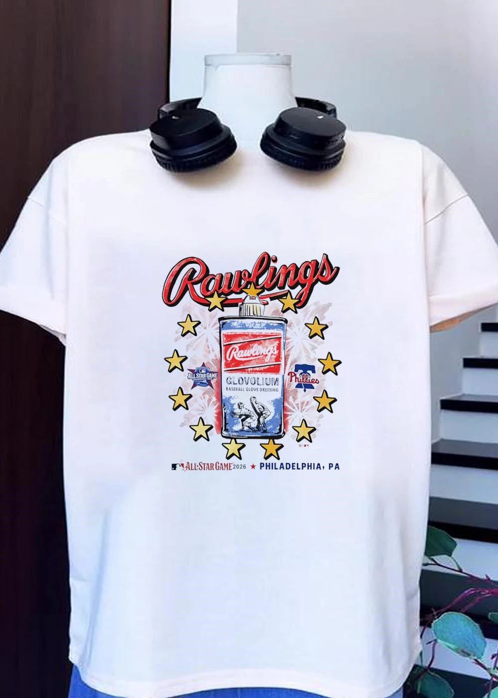 MLB Rawlings Glovolium Baseball Glove Dressing All Star Game 2026 Philadelphia Phillies T-Shirt