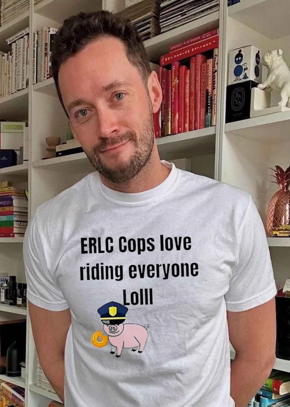 ERLC Pig Cop Eating Donut Riding Everyone Lolll T-Shirt