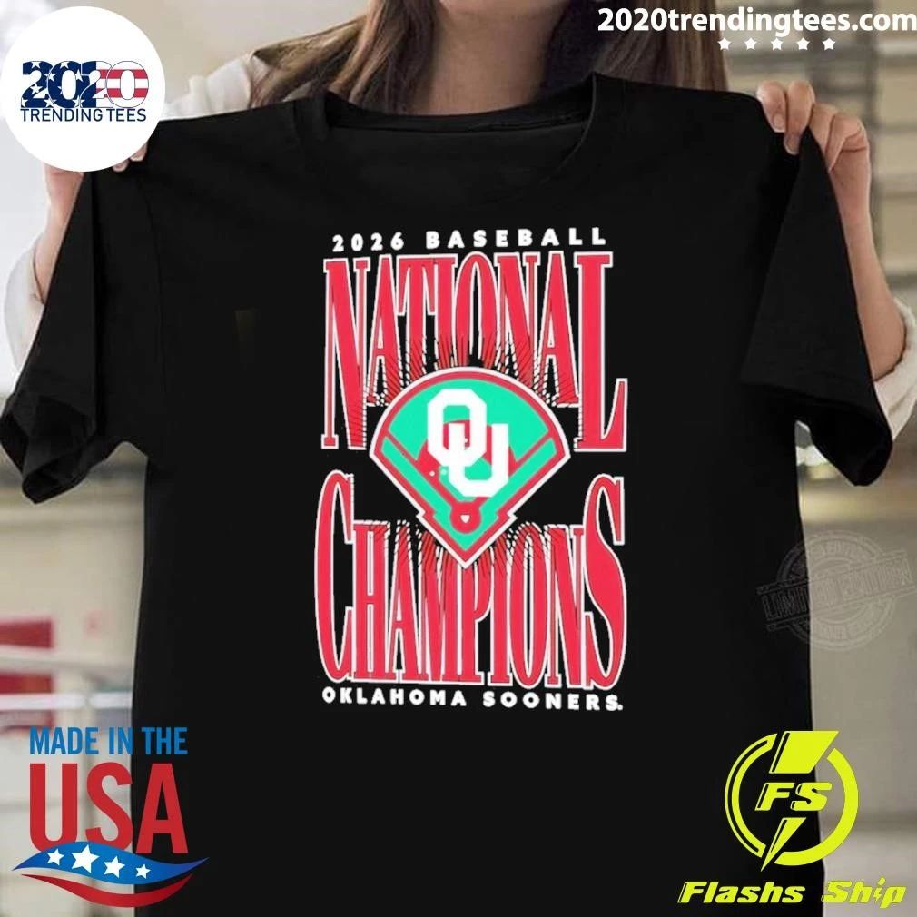 Oklahoma Sooners 2026 NCAA Baseball Men’s College World Series National Champions Large Type Field Shirt