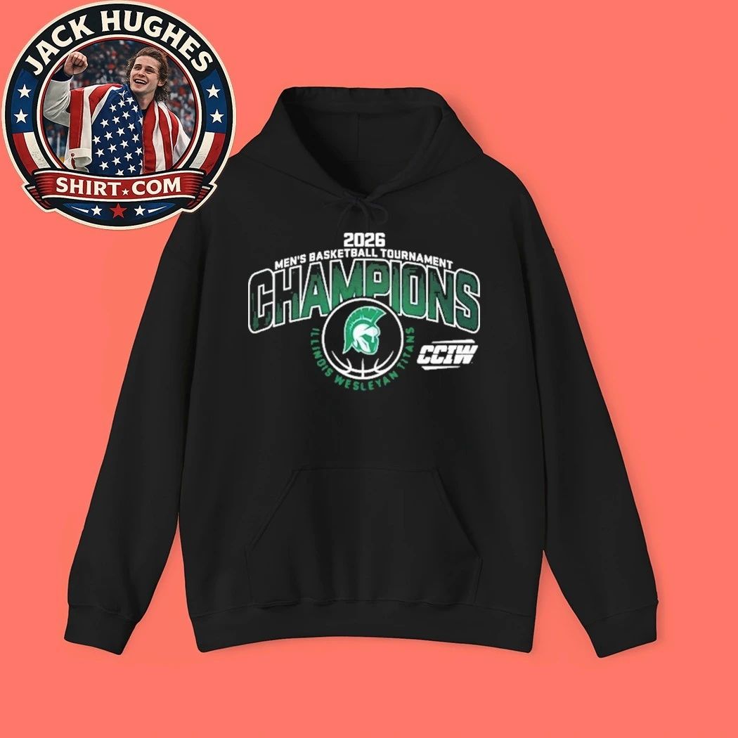 Illinois Wesleyan Titans Champions Men’s Basketball 2026 CCIW Tournament Logo Graphic T-Shirt
