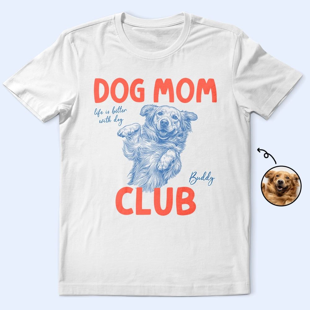 Custom Photo Ink Drawing Cat Mom Dog Mom Club - Personalized T Shirt