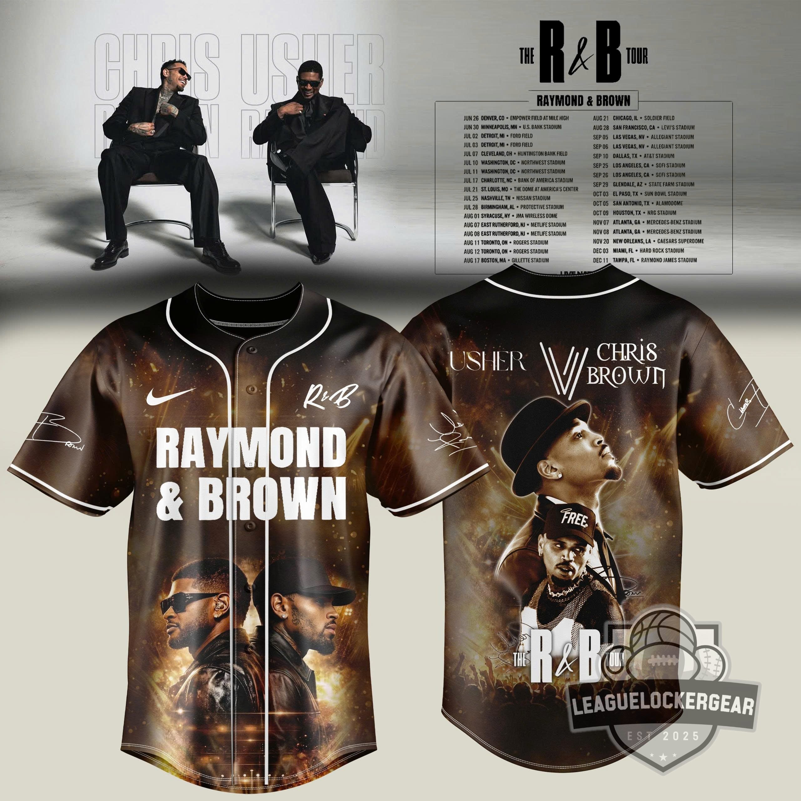 Usher and Chris Brown The R&B Tour Raymond & Brown Baseball Jersey