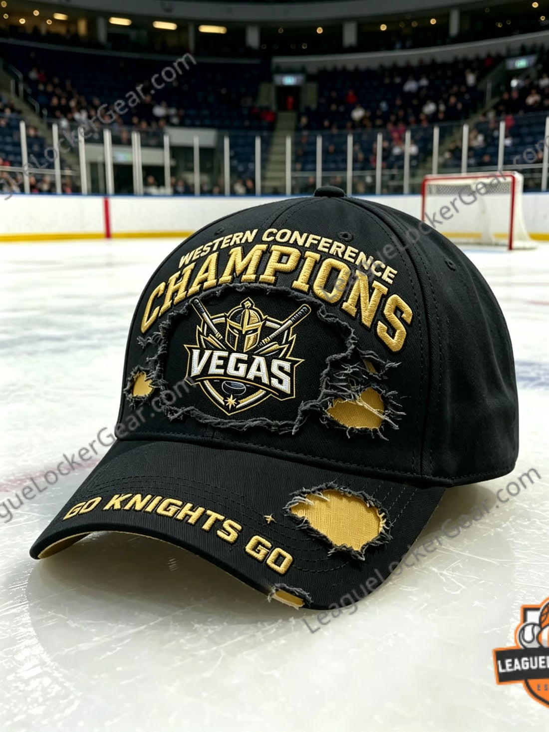 Vegas Golden Knights Western Conference Champions Distressed Baseball Cap