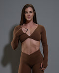 Allure Long Sleeve Backless Twist - Mocha