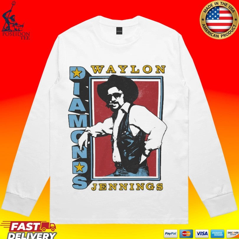 Waylon Jennings Diamonds Ringer T-shirt