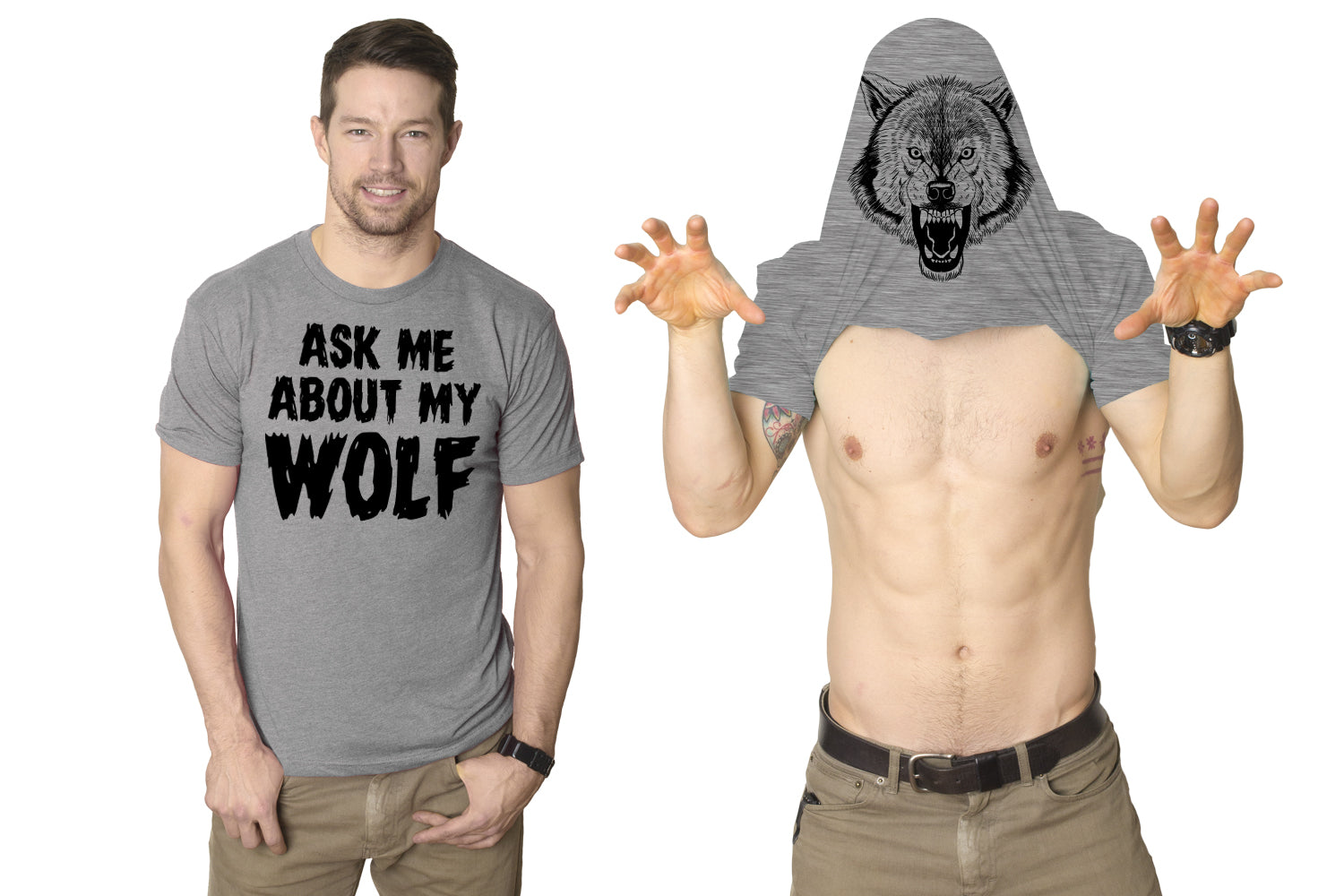Ask Me About My Wolf Flip Men's T Shirt