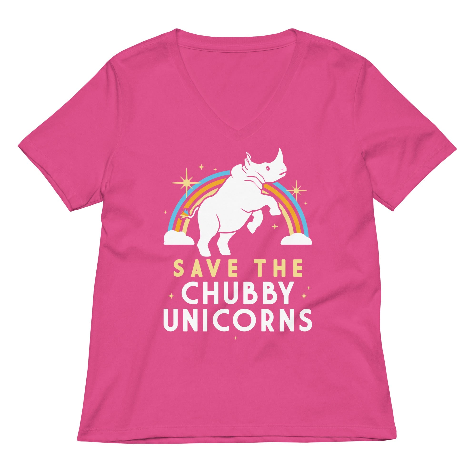Save The Chubby Unicorns Women's V-Neck Tee