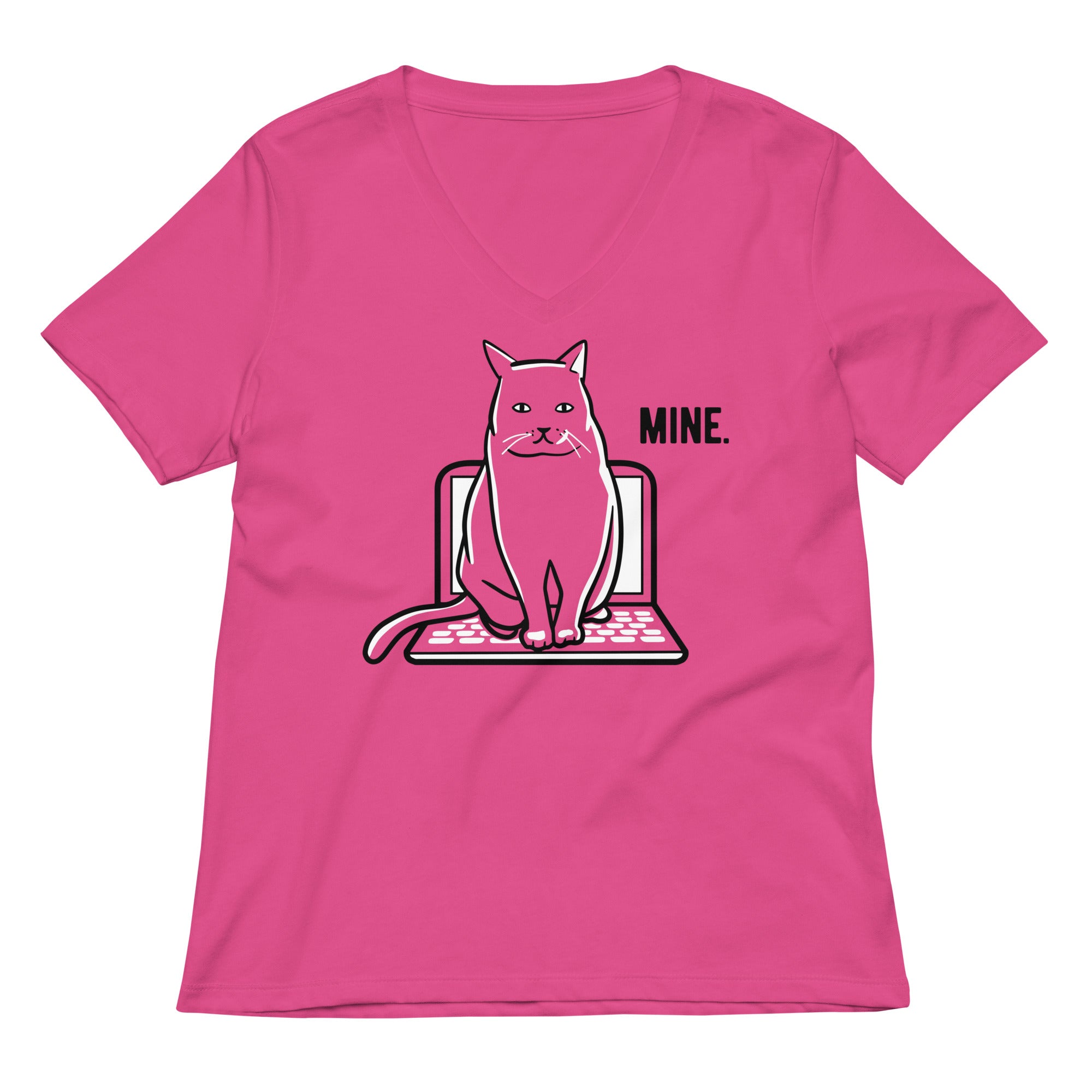 Mine Computer Cat Women's V-Neck Tee