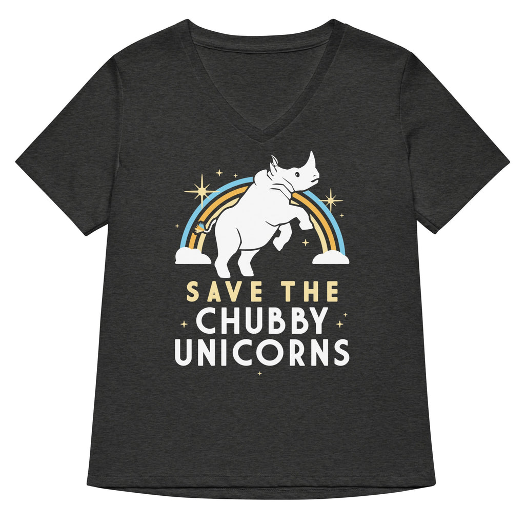 Save The Chubby Unicorns Women's V-Neck Tee