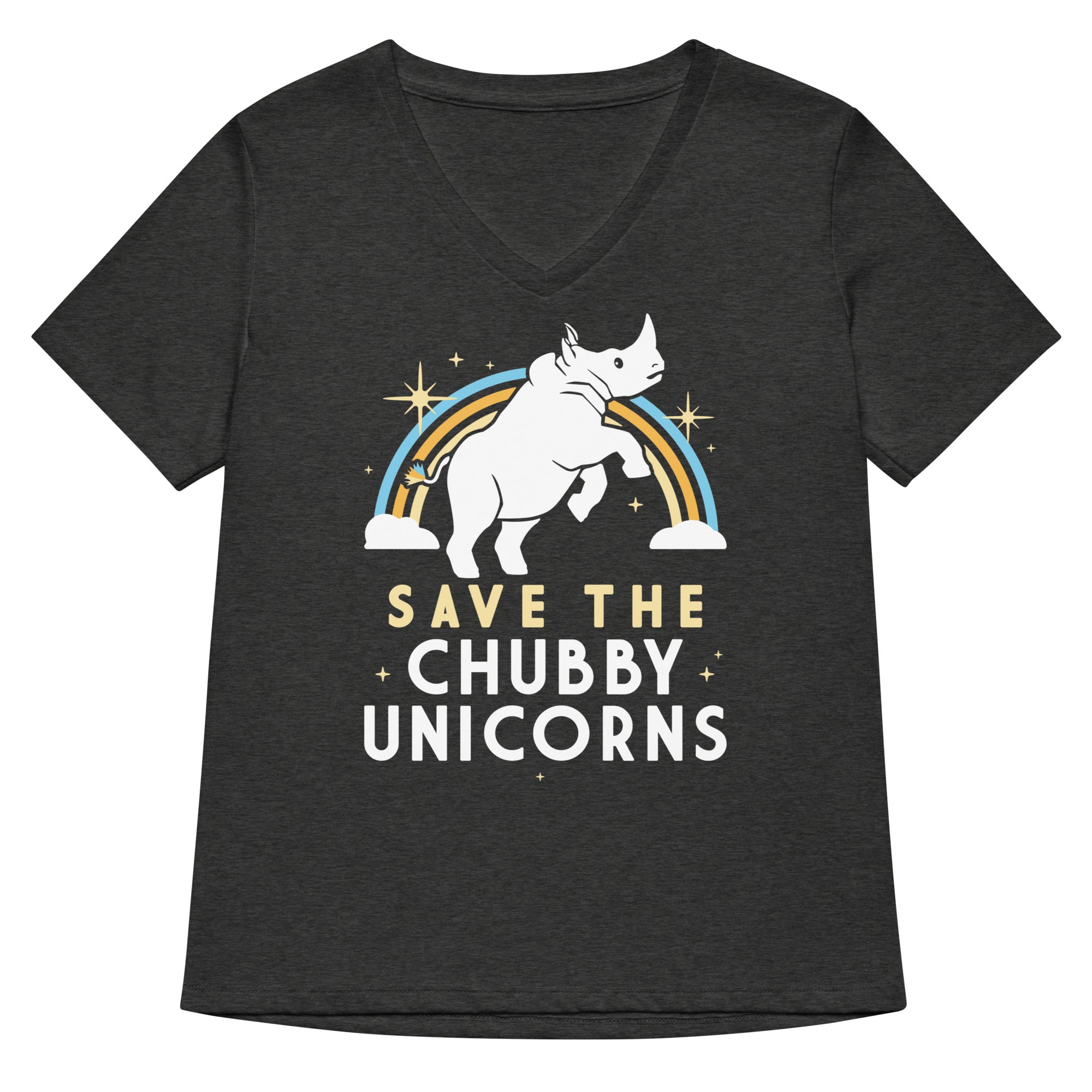 Save The Chubby Unicorns Women's V-Neck Tee
