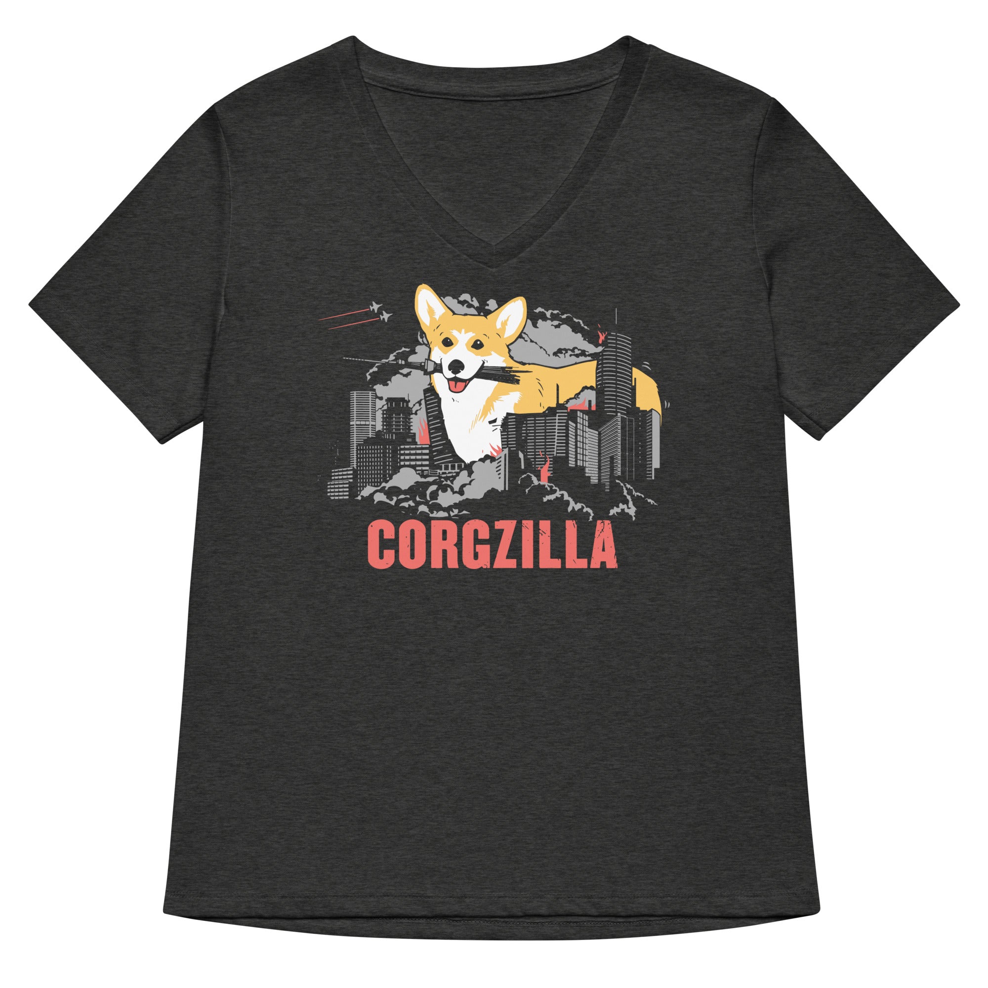 Corgzilla Women's V-Neck Tee